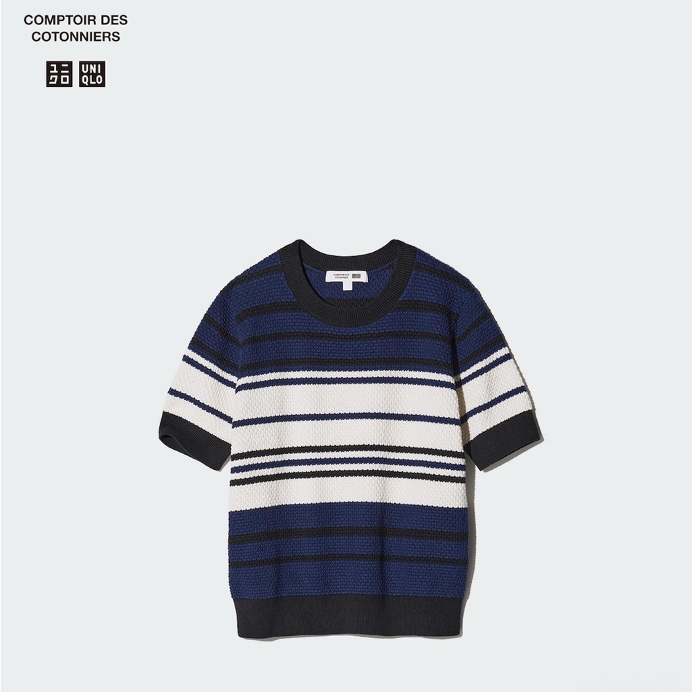 Uniqlo Cotton Popcorn Sweater | Short Sleeve | Striped